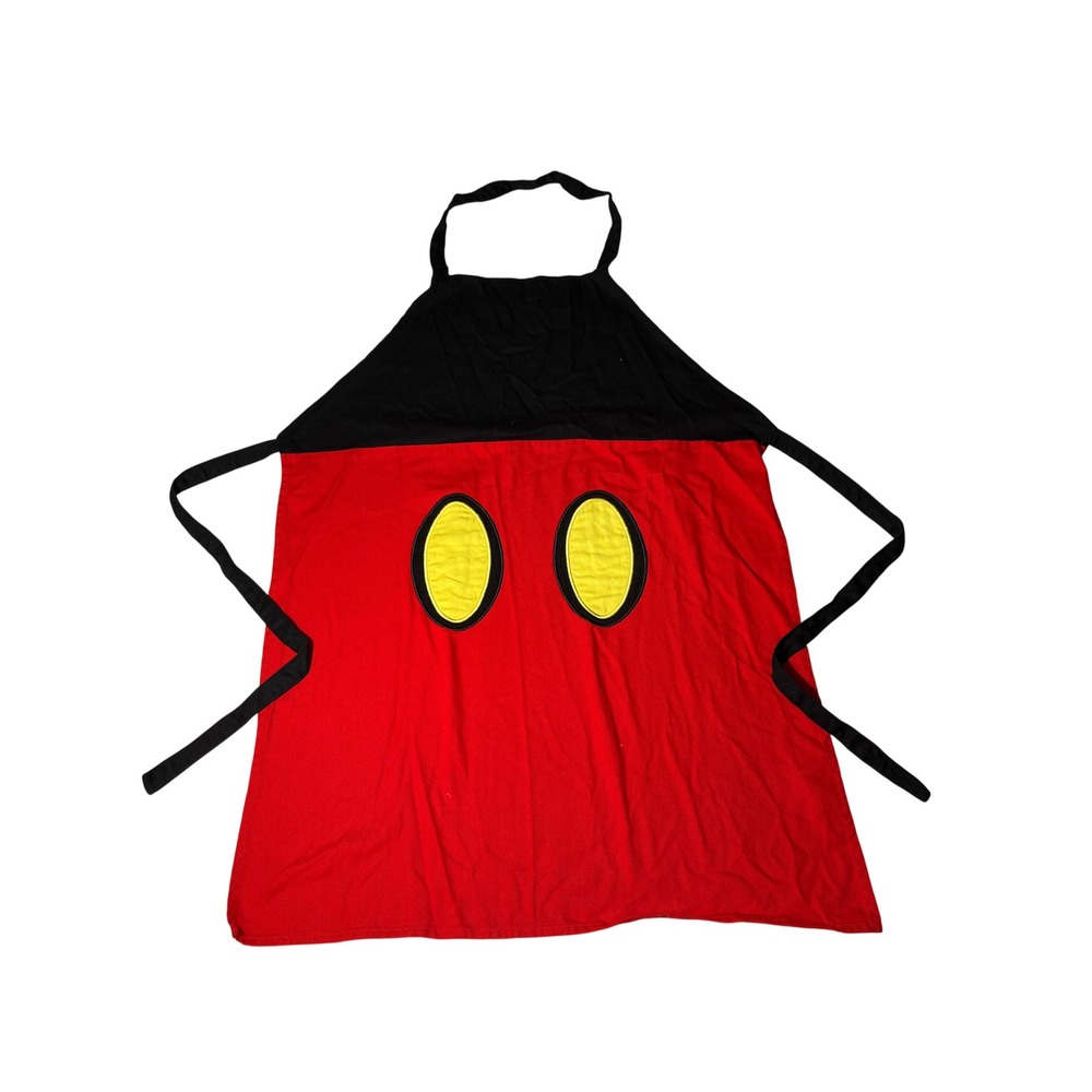 Walt Disney World Mickey Mouse Apron Disneyland Resort Red Black 100% Cotton